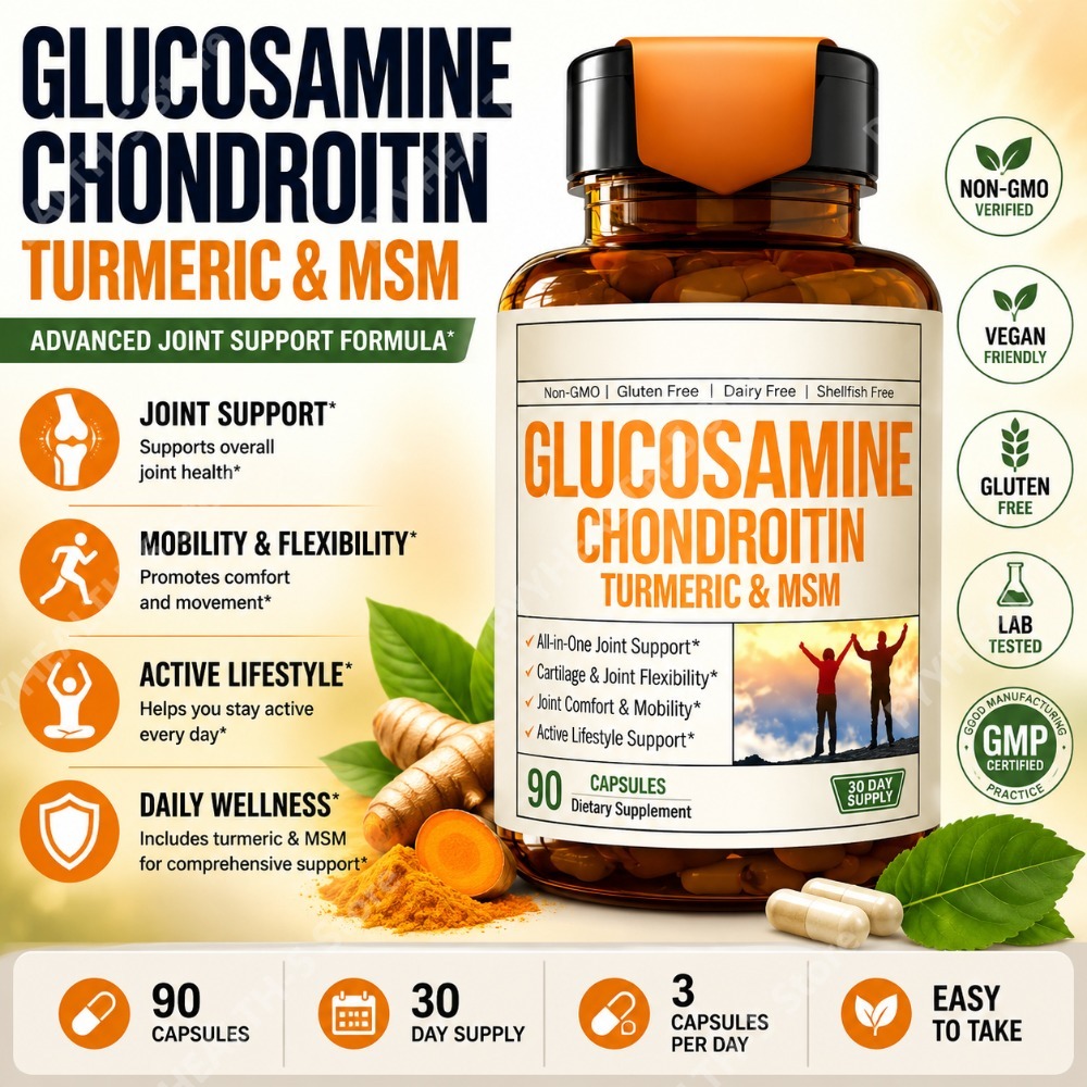 Glucosamine Chondroitin Joint - กลูโคซามีน คอนดรอยติน MSM แคปซูล ผสมขมิ้นและบอสเวลเลีย 90