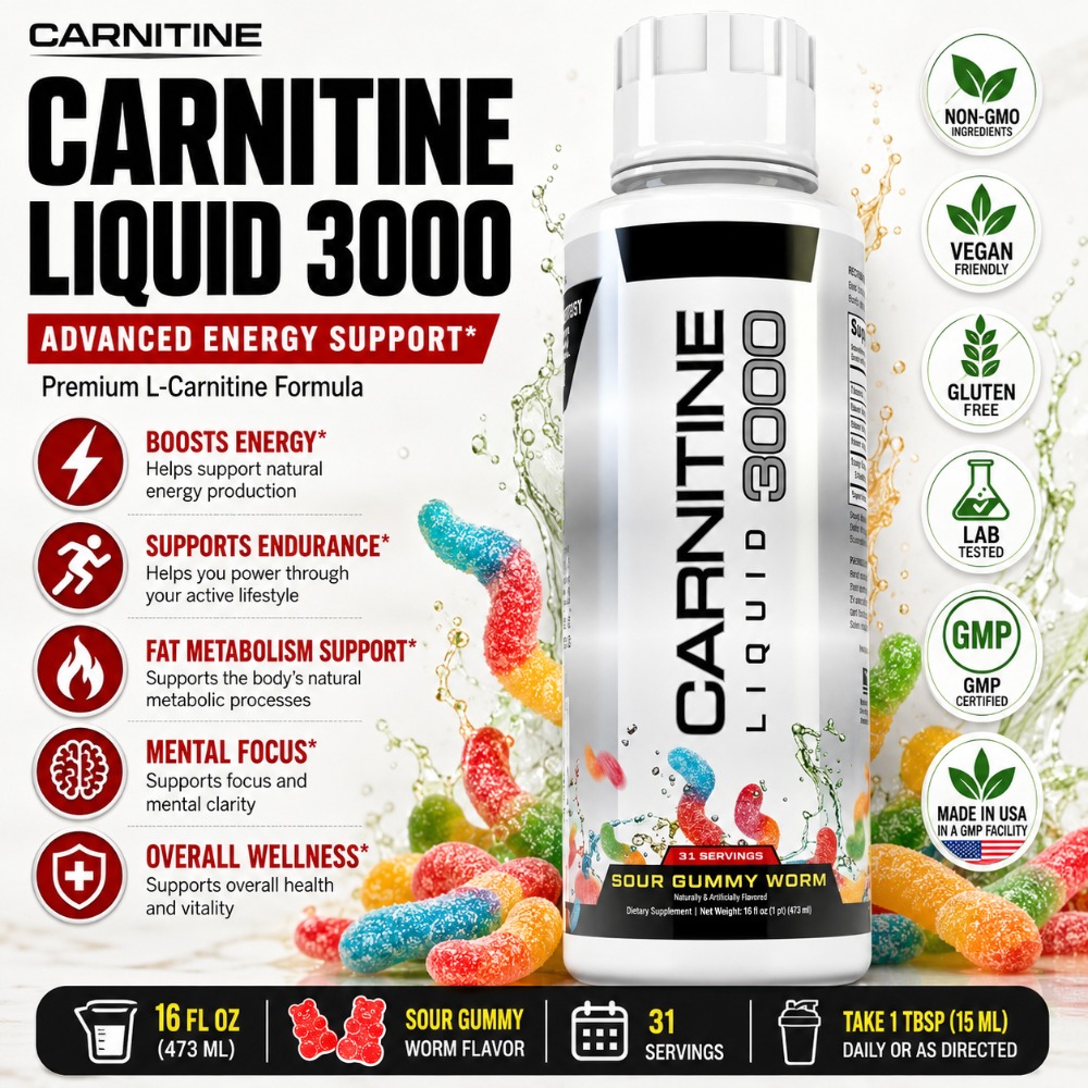 L-Carnitine Liquid - แอล-คาร์นิทีน ชนิดน้ำ 3000 มก. รสเยลลี่หนอนเปรี้ยว 31